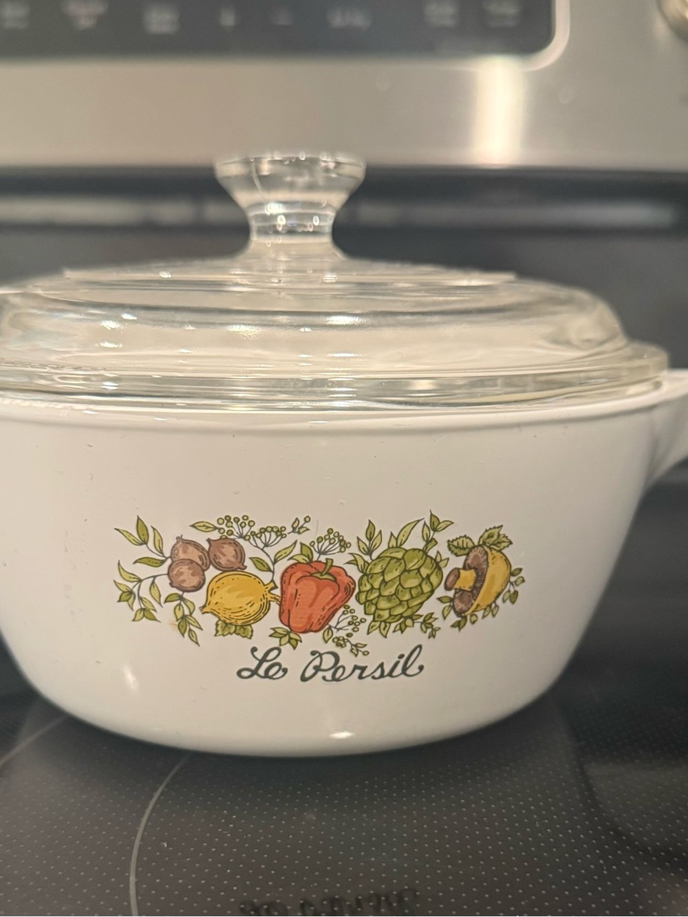Vintage Corningware White Ceramic Casserole with Glass Lid